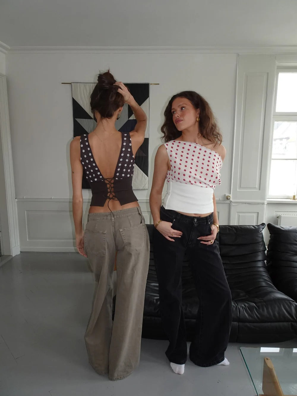 Haut Louna brun à pois blanc