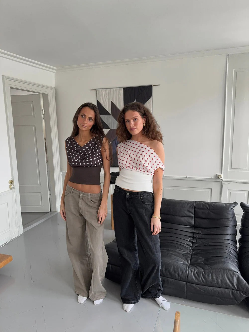 Haut Louna brun à pois blanc